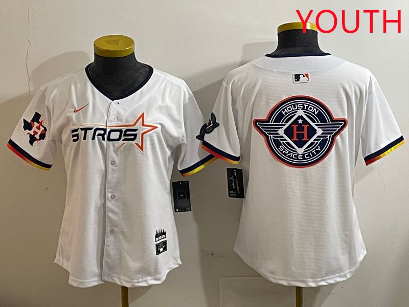 Youth Houston Astros Blank White three generations Joint Name Nike 2025 MLB Jersey style 27